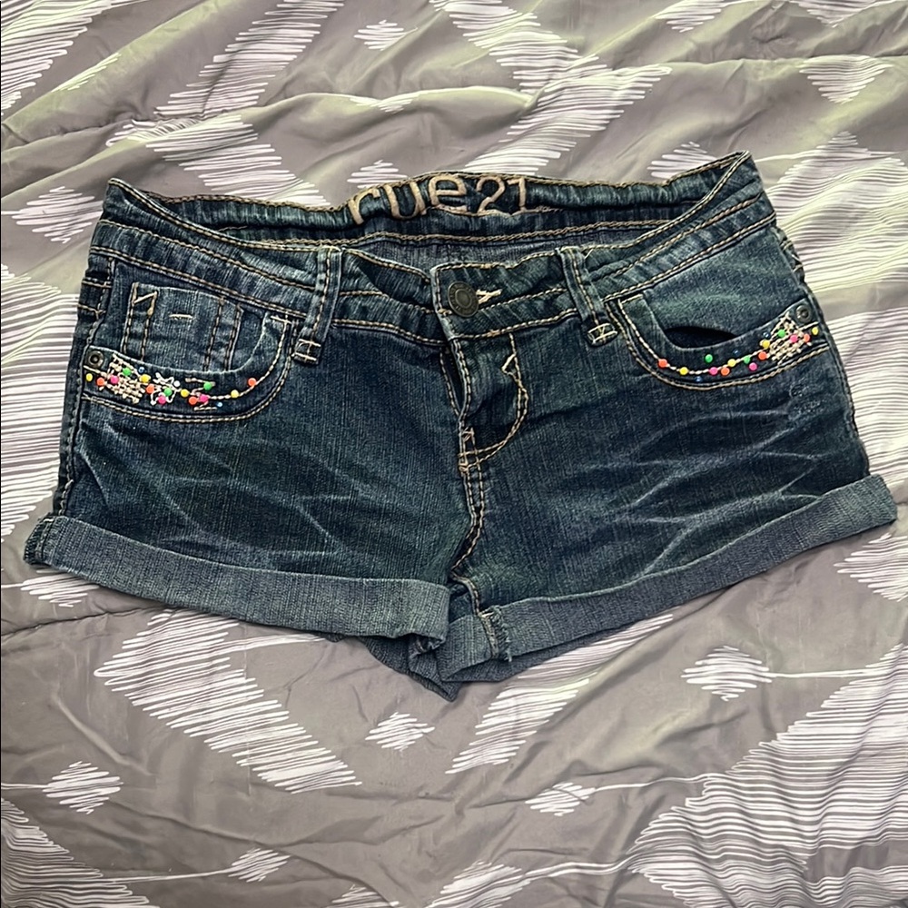 Rue21 Blue Jean Shorts with Distressed Details Size 1/2